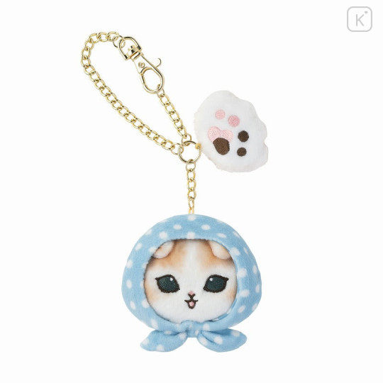 Japan Mofusand Mascot Paw & Gold Keychain - Cat / Hooded Blue - 1