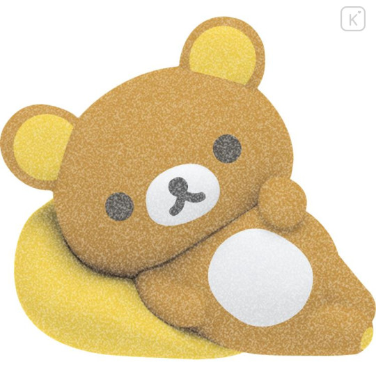Japan San-X Petit Collection Mascot - Rilakkuma : Yellow Cushion Flocked - 2