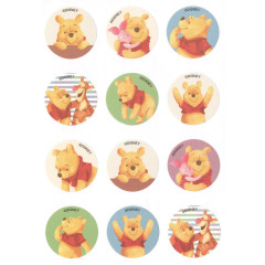 Japan Disney Seal Sticker Set - Piglet & Pooh & Tigger / Watercolor