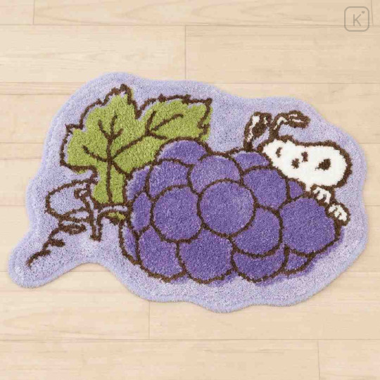 Japan Peanuts Die-cut Fluffy Floor Mat - Snoopy / Grape - 2