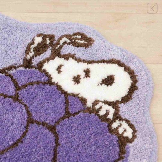 Japan Peanuts Die-cut Fluffy Floor Mat - Snoopy / Grape - 3