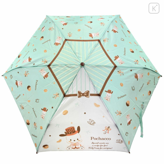 Japan Sanrio Folding Umbrella - Pochacco / Mint Chocolate - 1