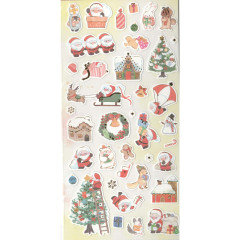 Japan Gold Foil Seal Sticker - Christmas Santa