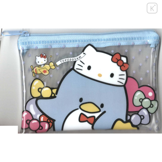 Japan Sanrio Clear Flat Mini Pouch - Tuxedosam / Hello Kitty 50th Anniversary - 1