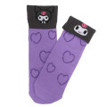 Japan Sanrio Crew Socks - Kuromi / Fold-over 2-patterns - 1