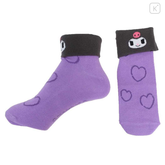 Japan Sanrio Crew Socks - Kuromi / Fold-over 2-patterns - 2