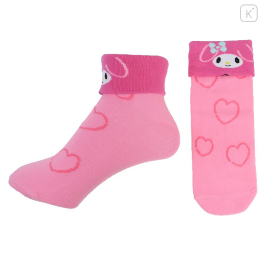 Japan Sanrio Crew Socks - My Melody / Fold-over 2-patterns - 2