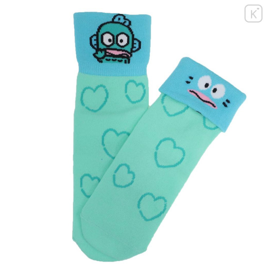 Japan Sanrio Crew Socks - Hangyodon / Fold-over 2-patterns - 1