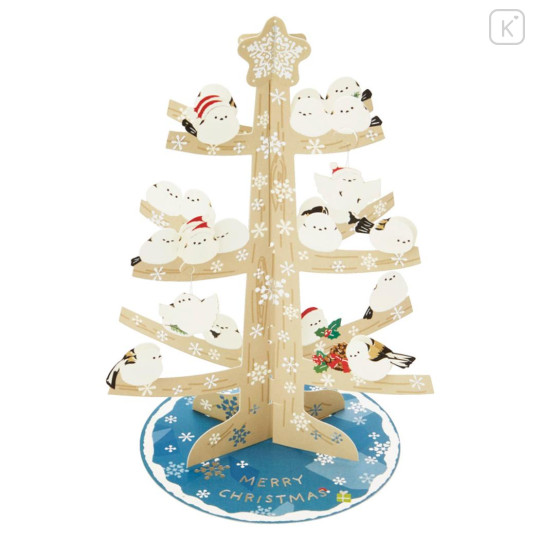 Japan Sanrio 3D Greeting Card - Christmas Tree White Birds - 1