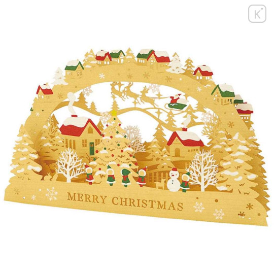 Japan Sanrio 3D Greeting Card - Christmas Town Wooden Style - 1