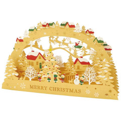 Japan Sanrio 3D Greeting Card - Christmas Town Wooden Style