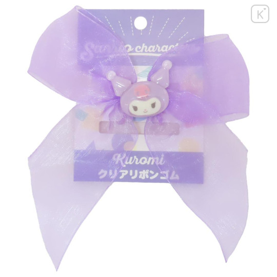 Japan Sanrio Satin Ribbon Bow Ponytail Holder - Kuromi - 1