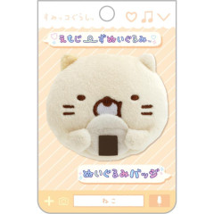 Japan San-X Plush Badge - Sumikko Gurashi / Emoji Neko Calico Cat Rice Ball