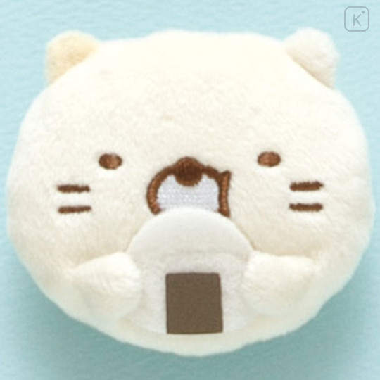 Japan San-X Plush Badge - Sumikko Gurashi / Emoji Neko Calico Cat Rice Ball - 2