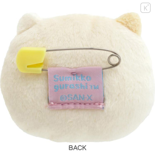 Japan San-X Plush Badge - Sumikko Gurashi / Emoji Neko Calico Cat Rice Ball - 3