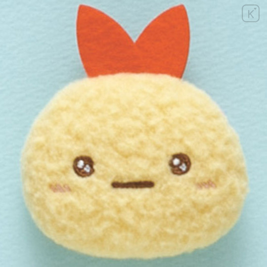 Japan San-X Plush Badge - Sumikko Gurashi / Emoji Ebifurai no Shippo Fried Shrimp Tail - 2