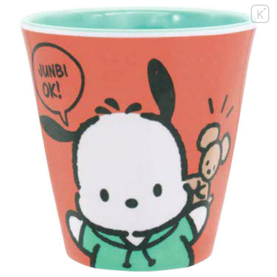 Japan Sanrio Melamine Tumbler - Pochacco / Ok Orange Green - 1