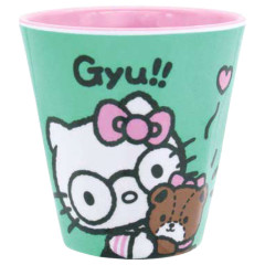 Japan Sanrio Melamine Tumbler - Hello Kitty / Hug Green Pink