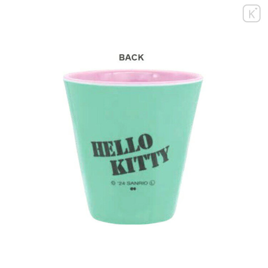 Japan Sanrio Melamine Tumbler - Hello Kitty / Hug Green Pink - 2