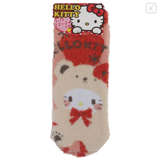 Japan Sanrio Fluffy Socks - Hello Kitty / Bear - 1