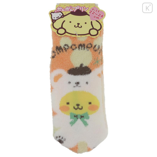 Japan Sanrio Fluffy Socks - Pompompurin / Bear - 1