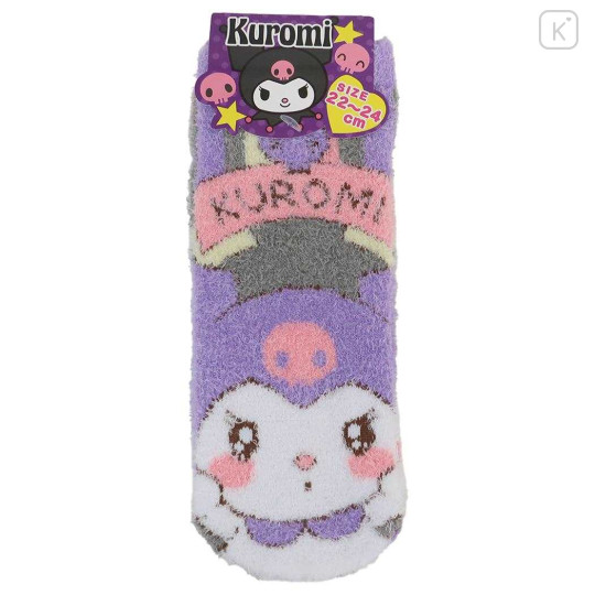 Japan Sanrio Fluffy Socks - Kuromi / Hug Me - 1