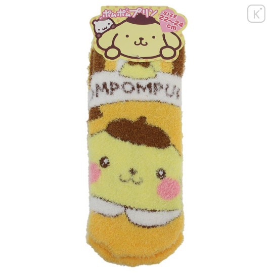 Japan Sanrio Fluffy Socks - Pompompurin / Hug Me - 1