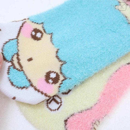 Japan Sanrio Fluffy Socks - Little Twin Stars / Hug Me - 2