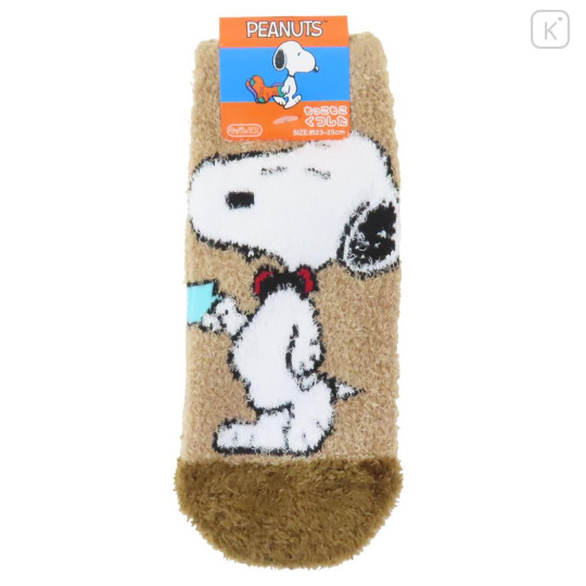 Japan Peanuts Fluffy Socks - Snoopy / Light Brown Coffee - 1