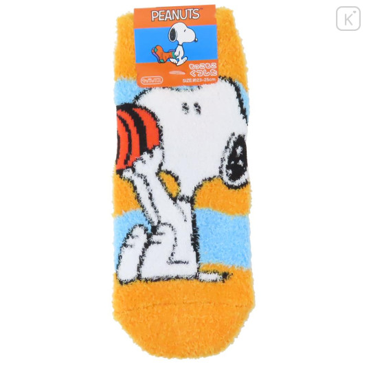 Japan Peanuts Fluffy Socks - Snoopy / Orange Blue - 1