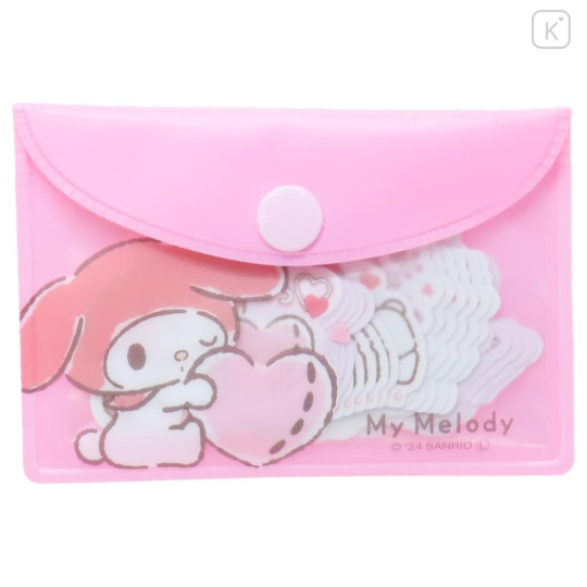 Japan Sanrio Flake Sticker Set & Case - My Melody / Hug Heart - 1