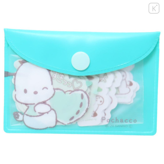 Japan Sanrio Flake Sticker Set & Case - Pochacco / Hug Heart - 1