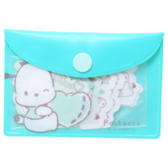 Japan Sanrio Flake Sticker Set & Case - Pochacco / Hug Heart