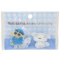 Japan Crayon Shin-chan Acrylic Clip Set - Shinnosuke Nohara & Shiro / Glitter