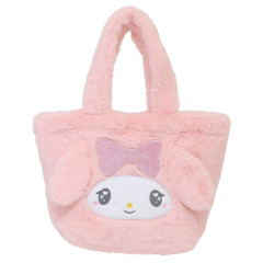 Japan Sanrio Fluffy Fur Handbag - My Melody / Heart Eyes