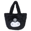 Japan Sanrio Fluffy Fur Handbag - Kuromi / Heart Eyes - 1