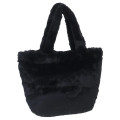 Japan Sanrio Fluffy Fur Handbag - Kuromi / Heart Eyes - 2