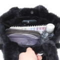 Japan Sanrio Fluffy Fur Handbag - Kuromi / Heart Eyes - 3