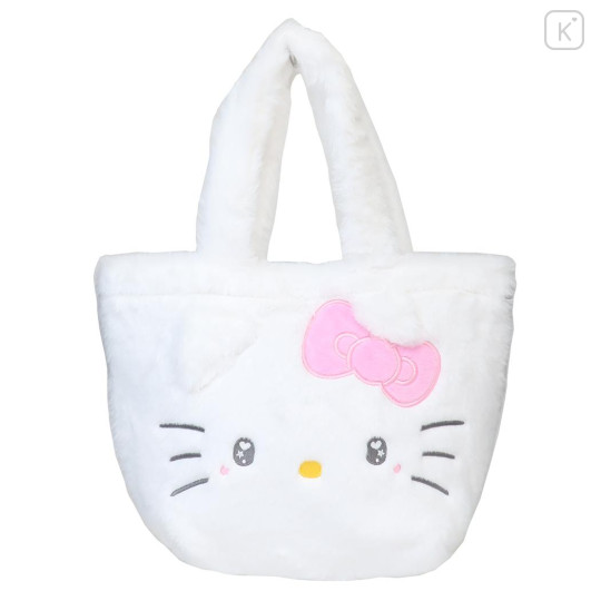 Japan Sanrio Fluffy Fur Handbag - Hello Kitty / Heart Eyes - 1