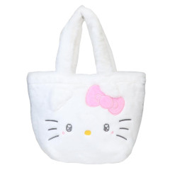 Japan Sanrio Fluffy Fur Handbag - Hello Kitty / Heart Eyes