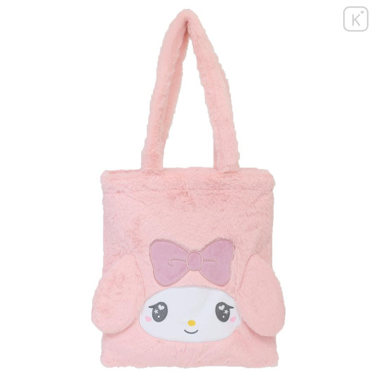 Japan Sanrio Fluffy Fur Tote Bag - My Melody / Heart Eyes - 1