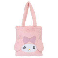 Japan Sanrio Fluffy Fur Tote Bag - My Melody / Heart Eyes