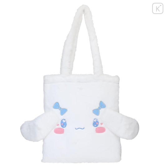 Japan Sanrio Fluffy Fur Tote Bag - Cinnamoroll / Heart Eyes - 1