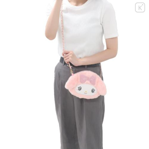 Japan Sanrio Face Pochette Shoulder Bag - My Melody / Fluffy Heart Eyes - 4