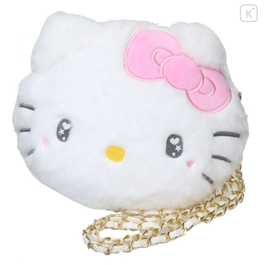 Japan Sanrio Face Pochette Shoulder Bag - Hello Kitty / Fluffy Heart Eyes - 1