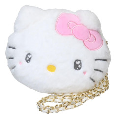 Japan Sanrio Face Pochette Shoulder Bag - Hello Kitty / Fluffy Heart Eyes