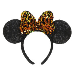 Japan Tokyo Disney Resort Glitter Headband - Minnie Mouse / Sequin Black Orange Gradient