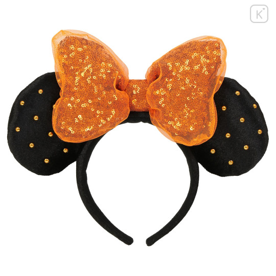 Japan Tokyo Disney Resort Glitter Headband - Minnie Mouse : Sequin Black Orange - 1