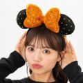 Japan Tokyo Disney Resort Glitter Headband - Minnie Mouse : Sequin Black Orange - 6