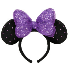 Japan Tokyo Disney Resort Glitter Headband - Minnie Mouse / Sequin Black Purple